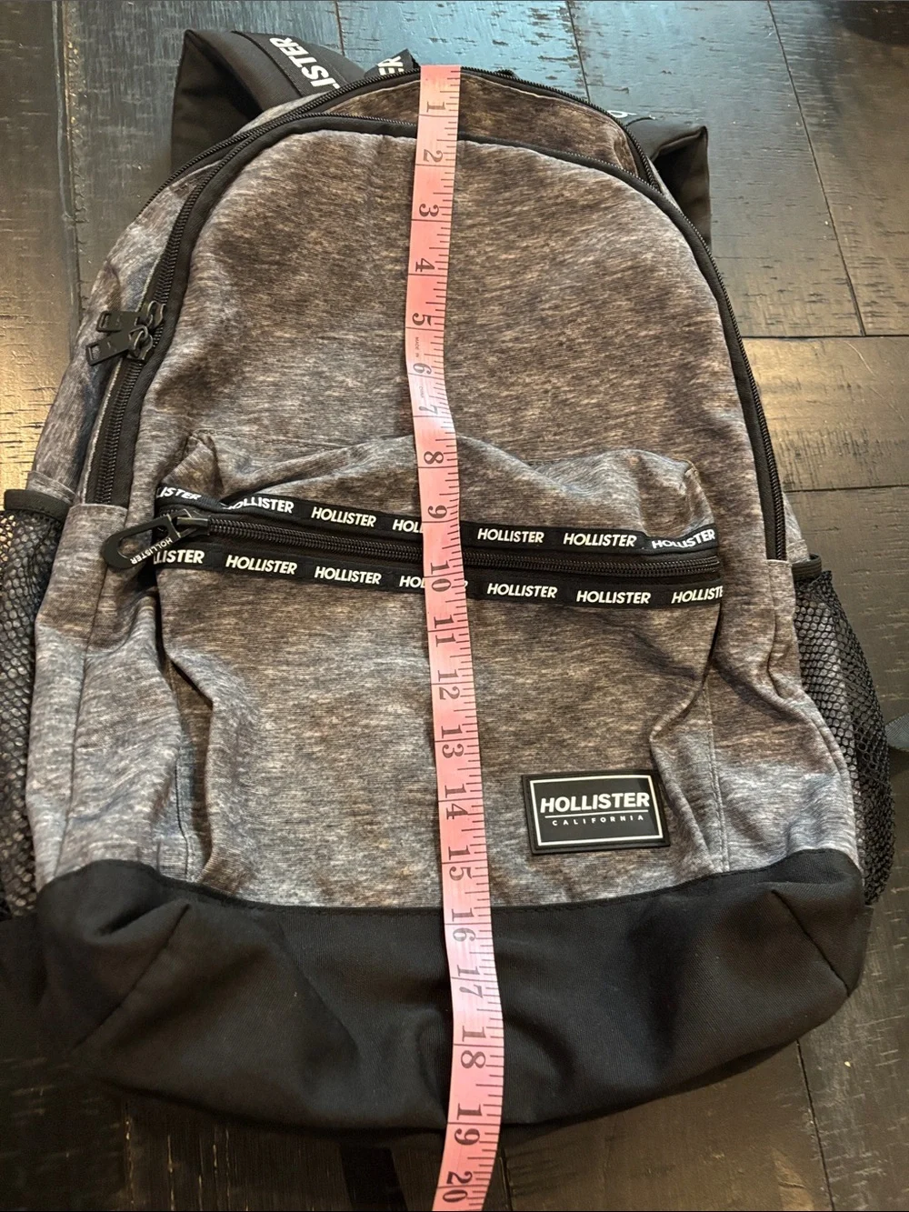 Hollister Heather Black White School College Backpack with Black Base